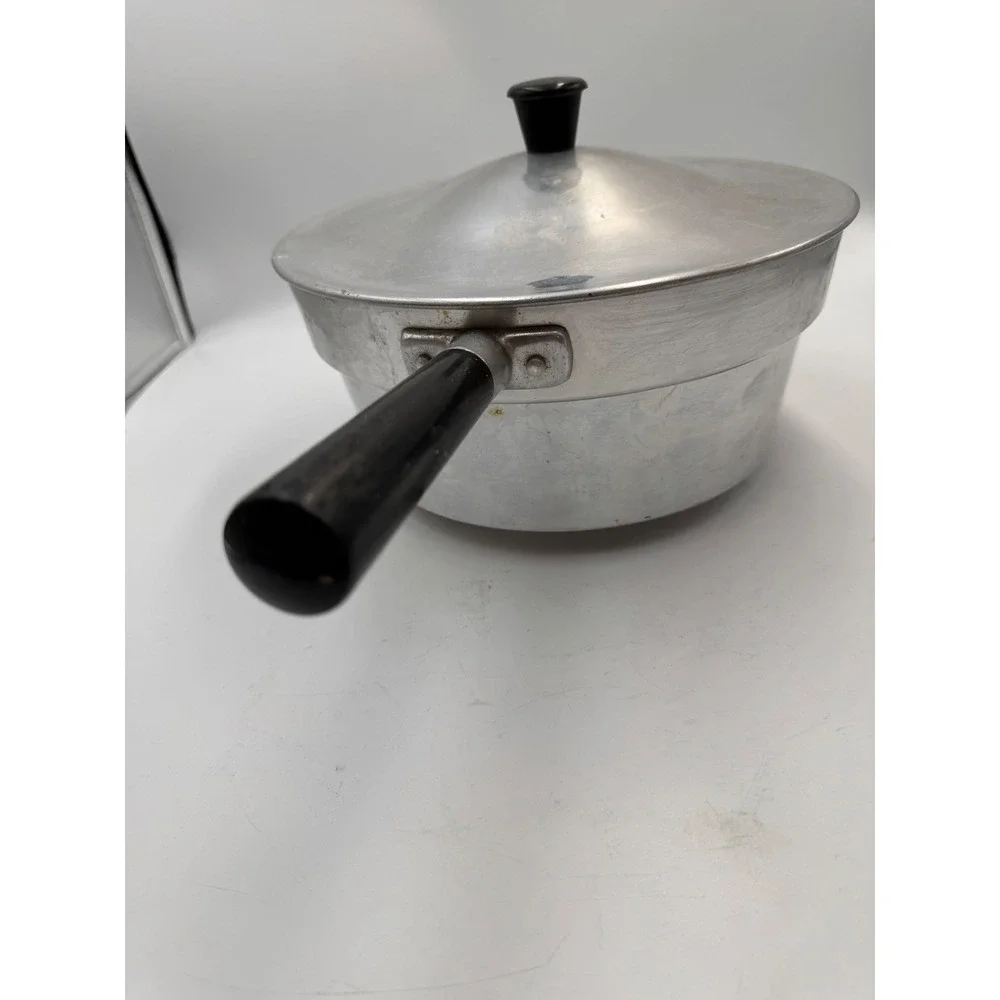 Vintage Cavalier Moderne National Silver Co Aluminum Double Boiler Pot Italy